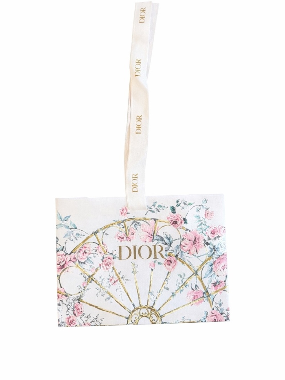 Dior White Ribbon Gift Bag with Gold Logo